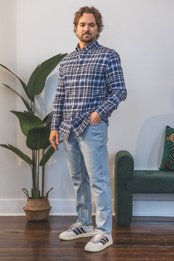 Flannel Button Down Shirt Blue