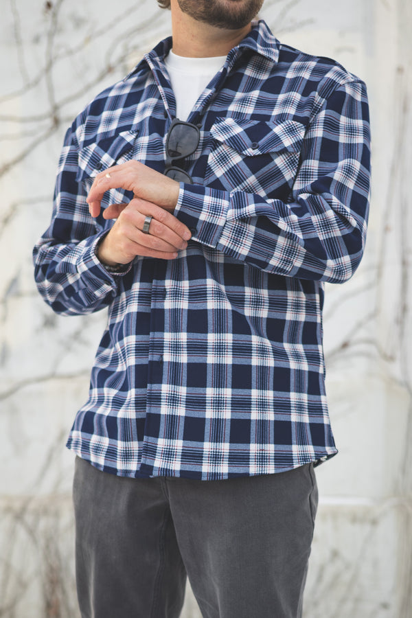 Cozy Overshirt Navy Plaid