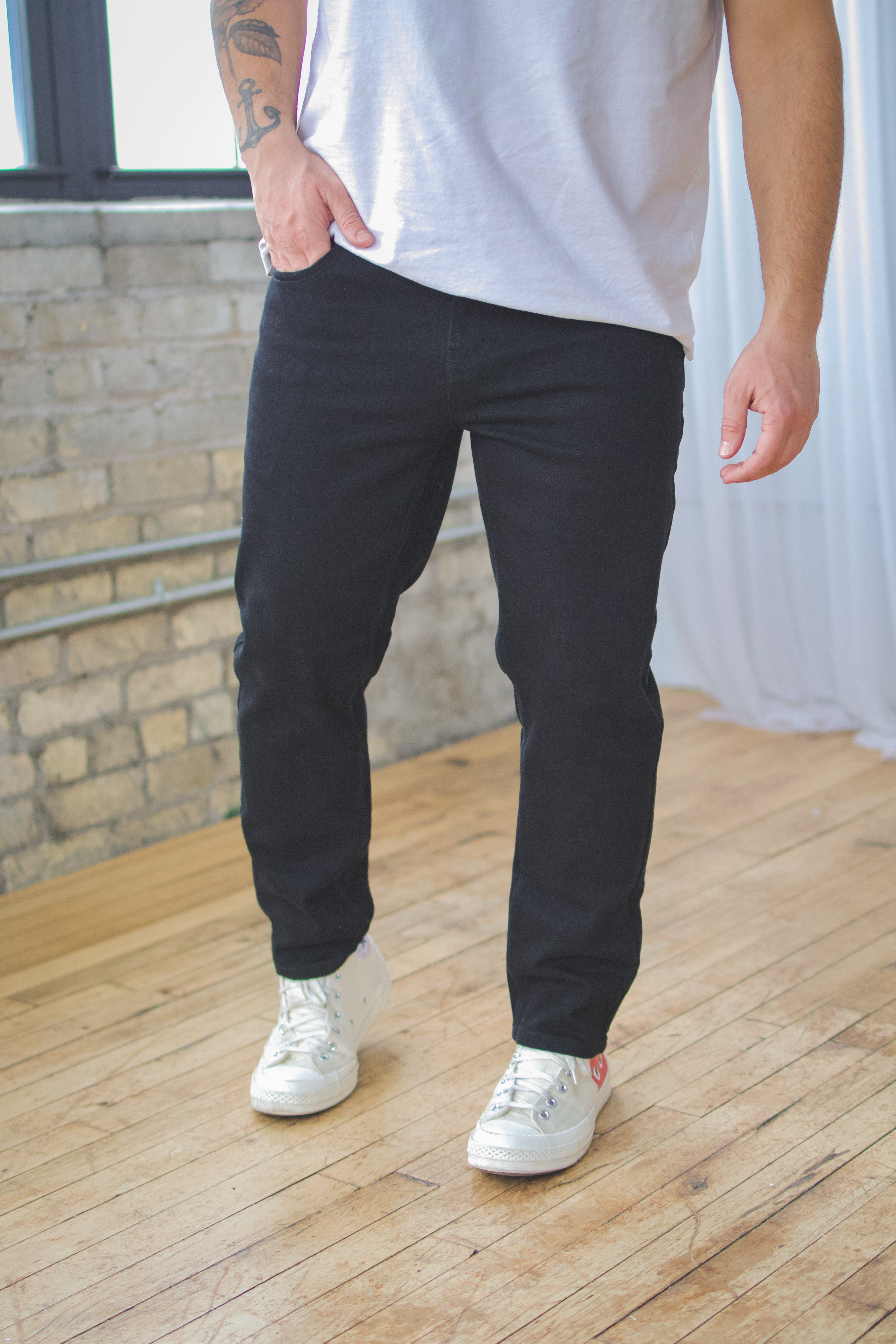 Straight Fit Stretch Jeans Black