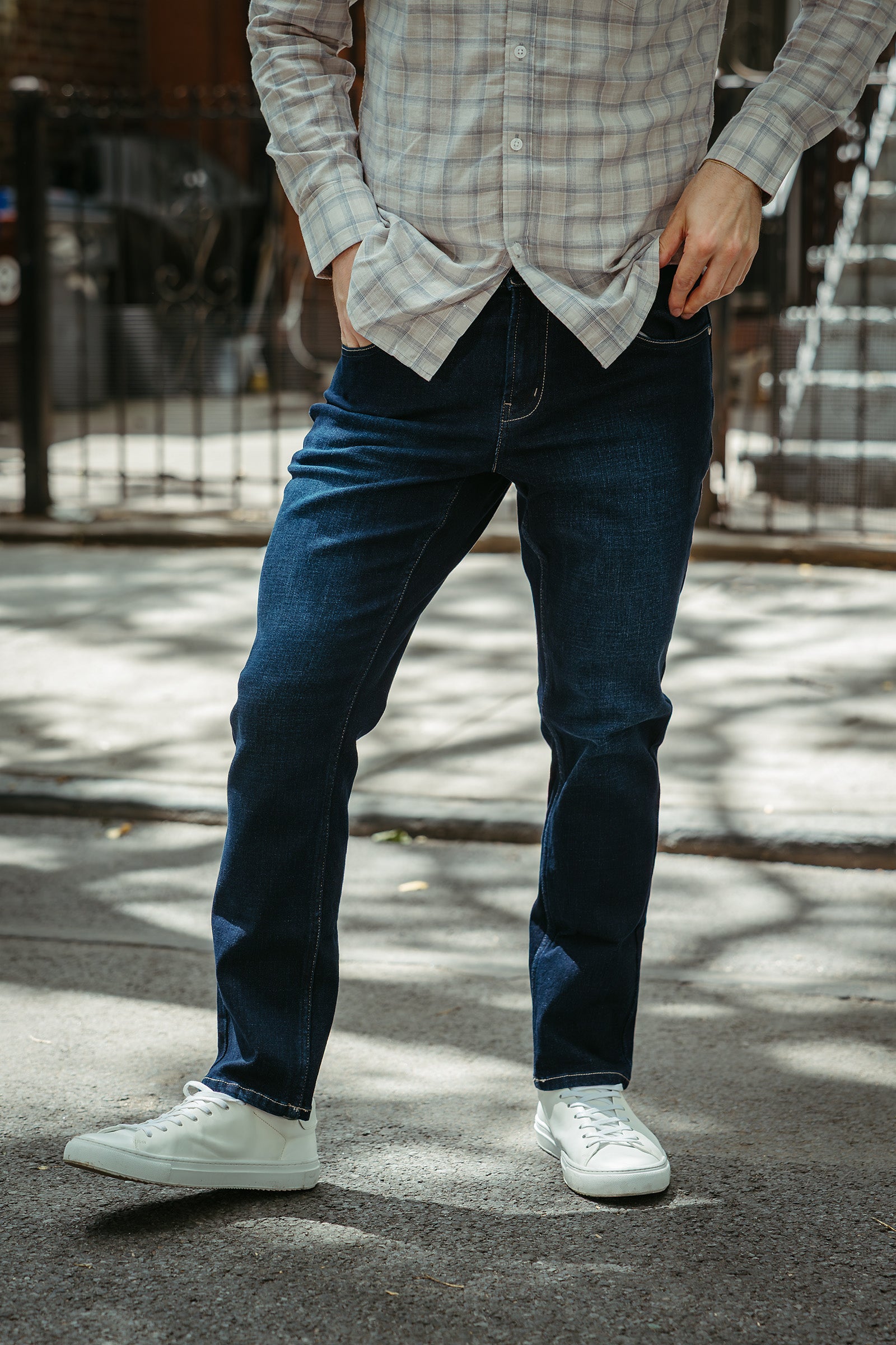 Straight Fit Stretch Jeans Dark Wash