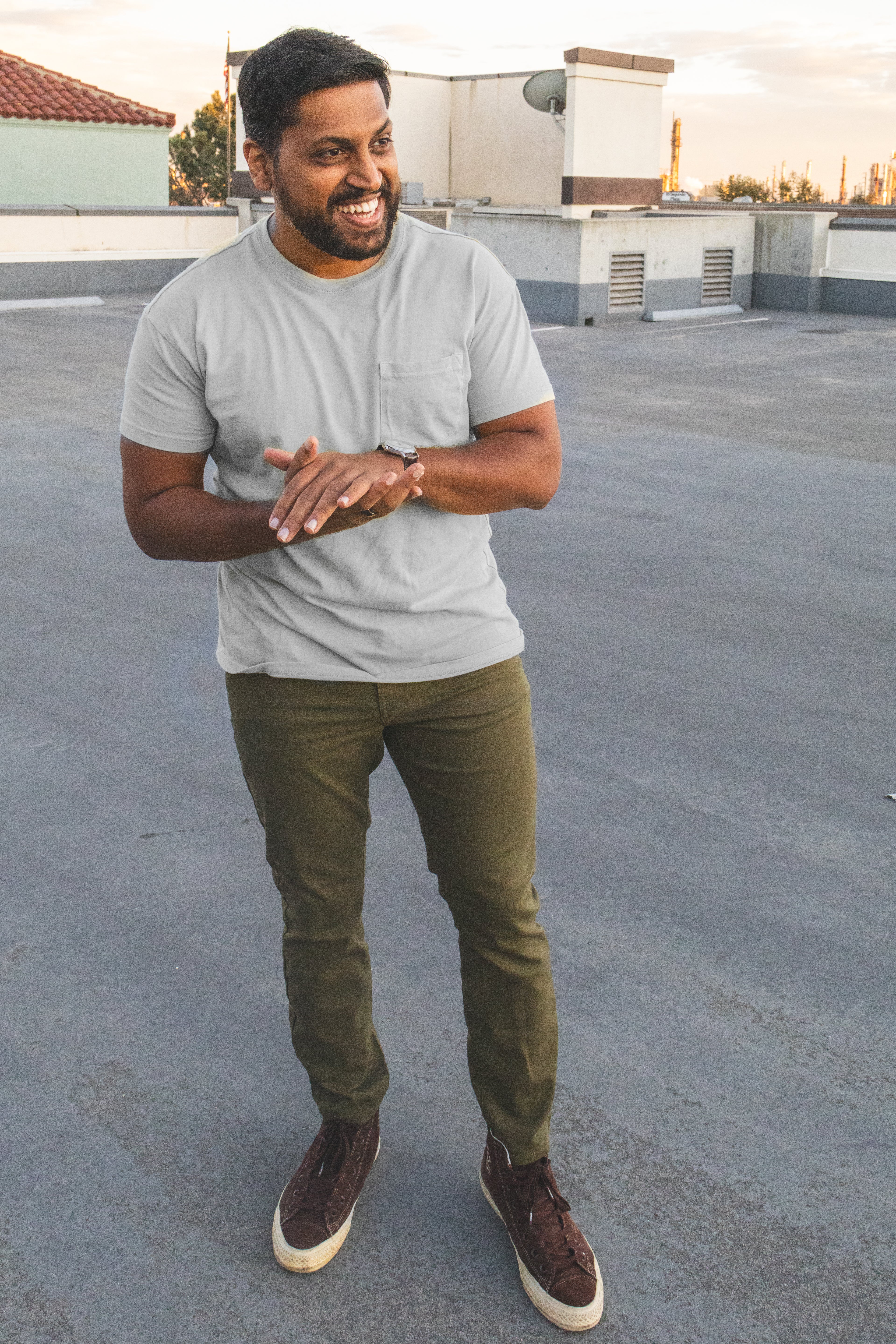 Garment Dyed Stretch Jeans Olive