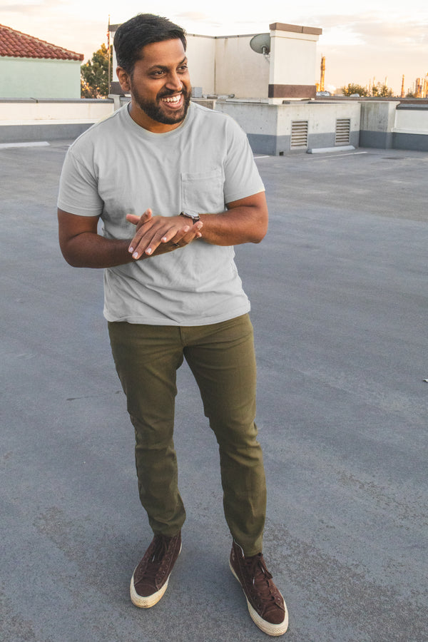 Garment Dyed Stretch Jeans Olive