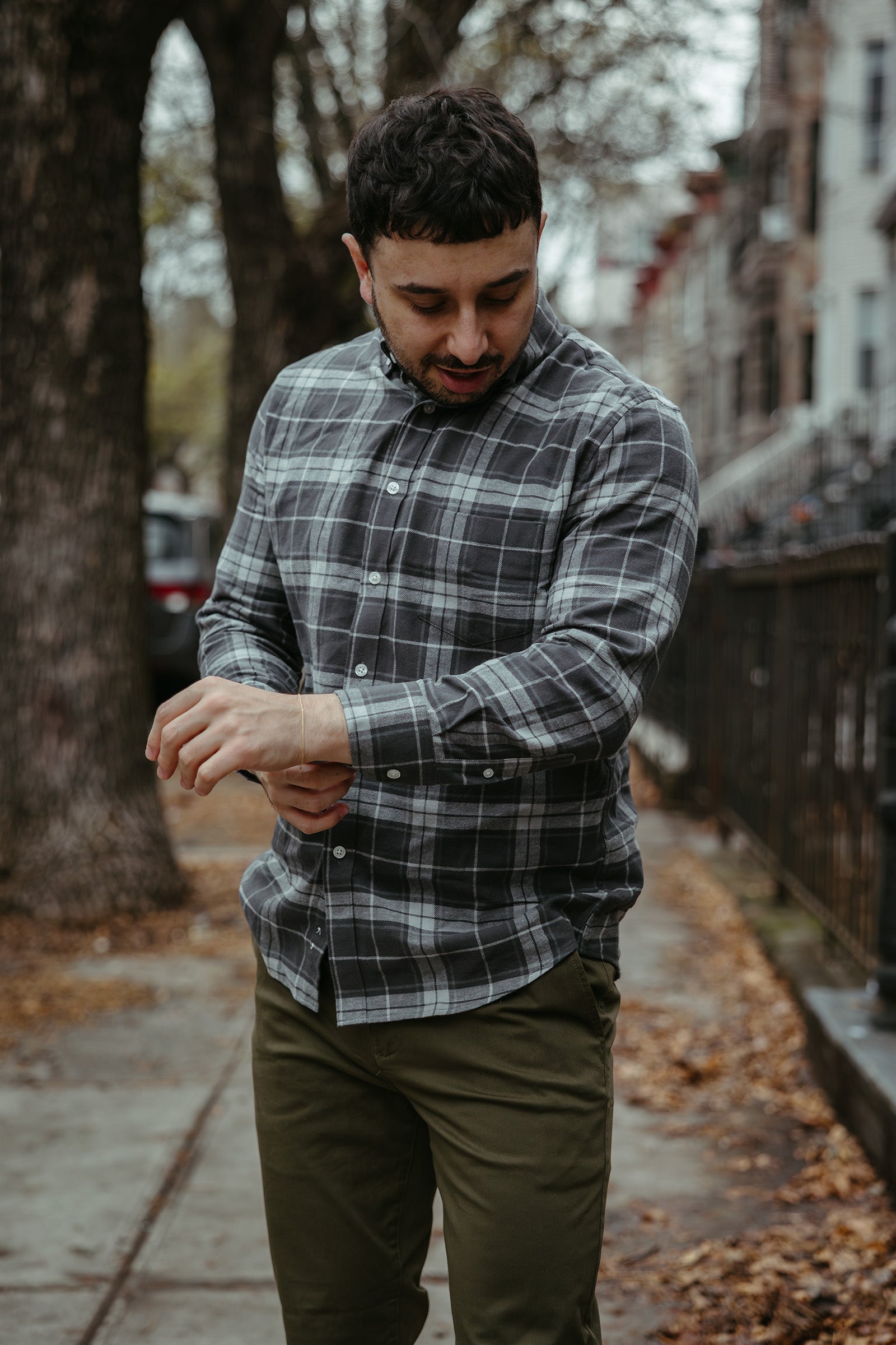 Flannel Button Down Shirt Gray