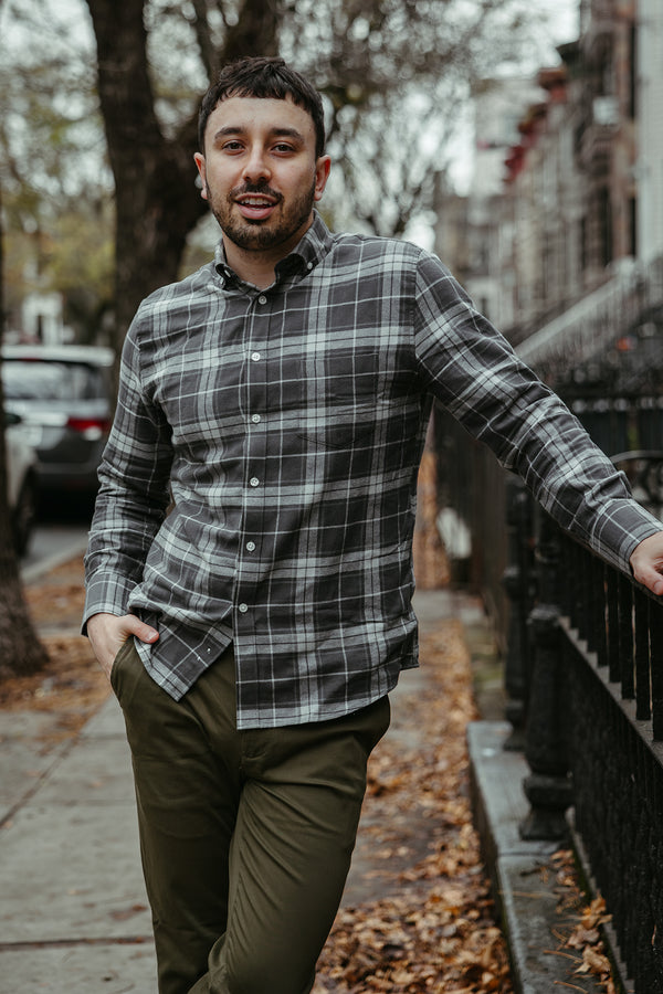 Flannel Button Down Shirt Gray