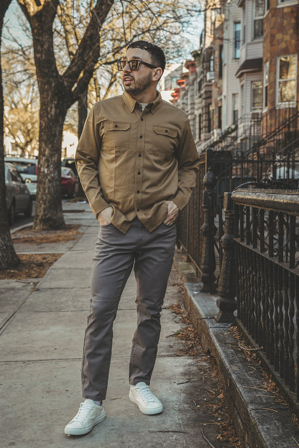 Roam Stonewash Button Down Shirt Desert