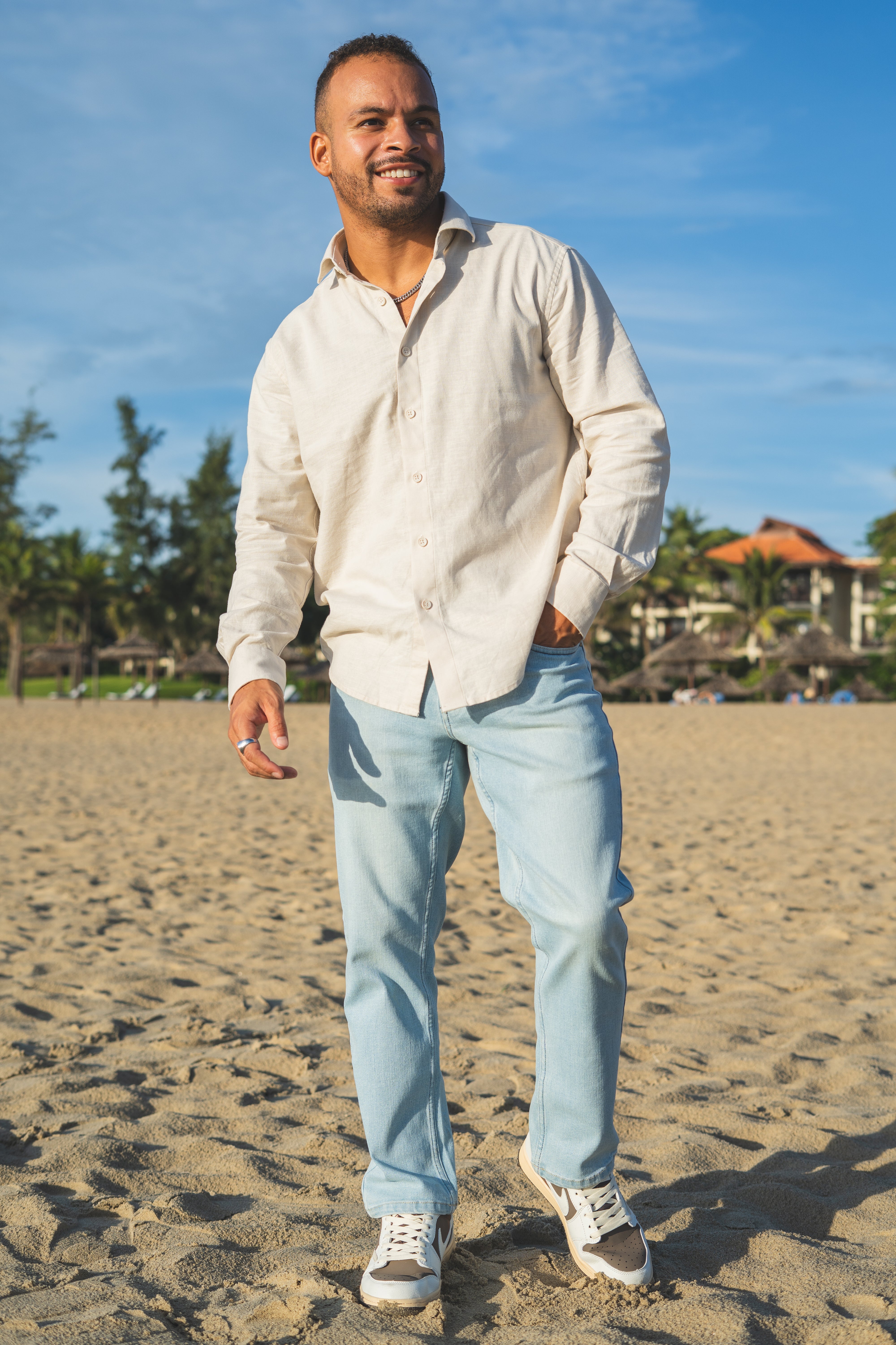 Straight Fit Stretch Jeans Light Wash