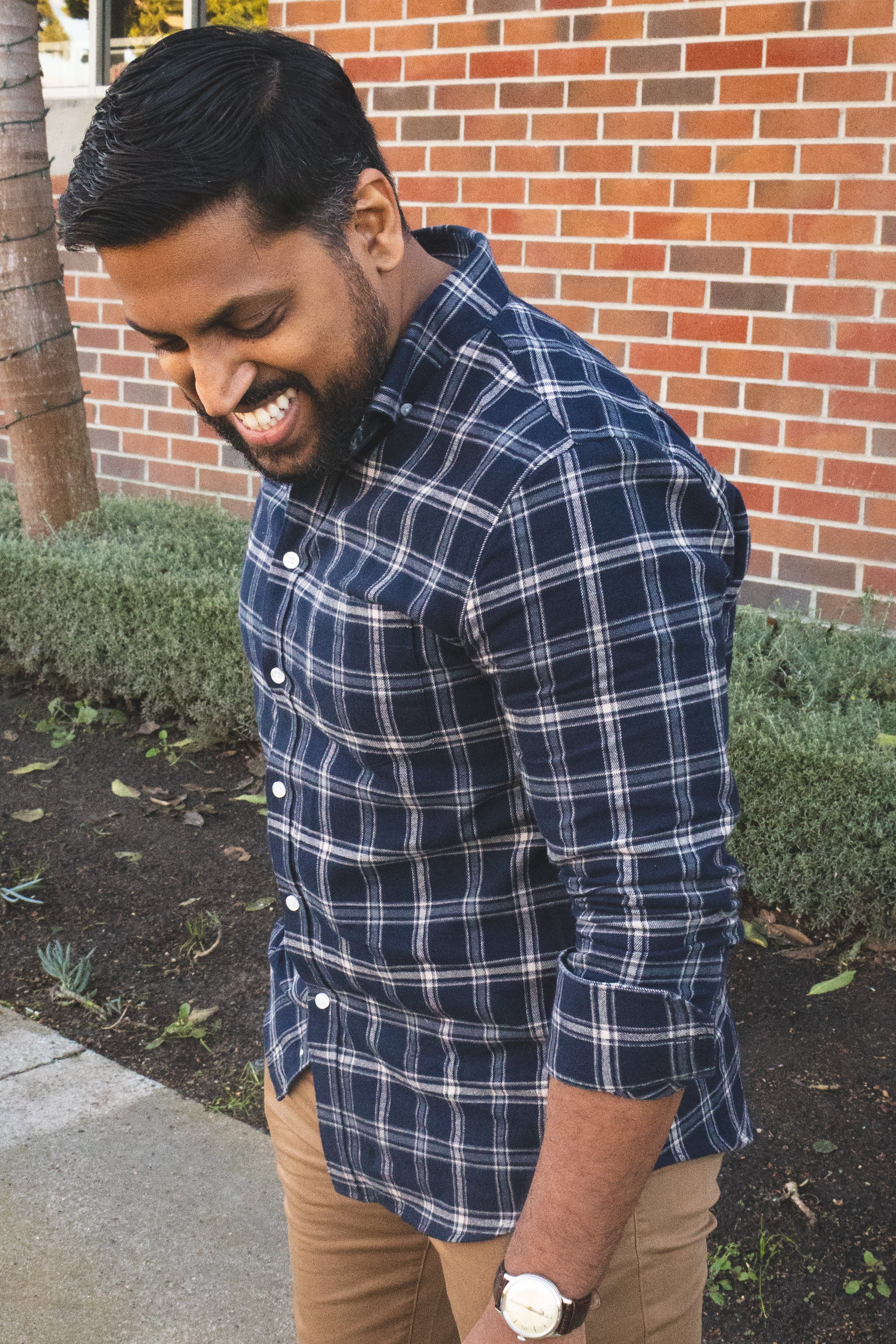Flannel Button Down Shirt Navy