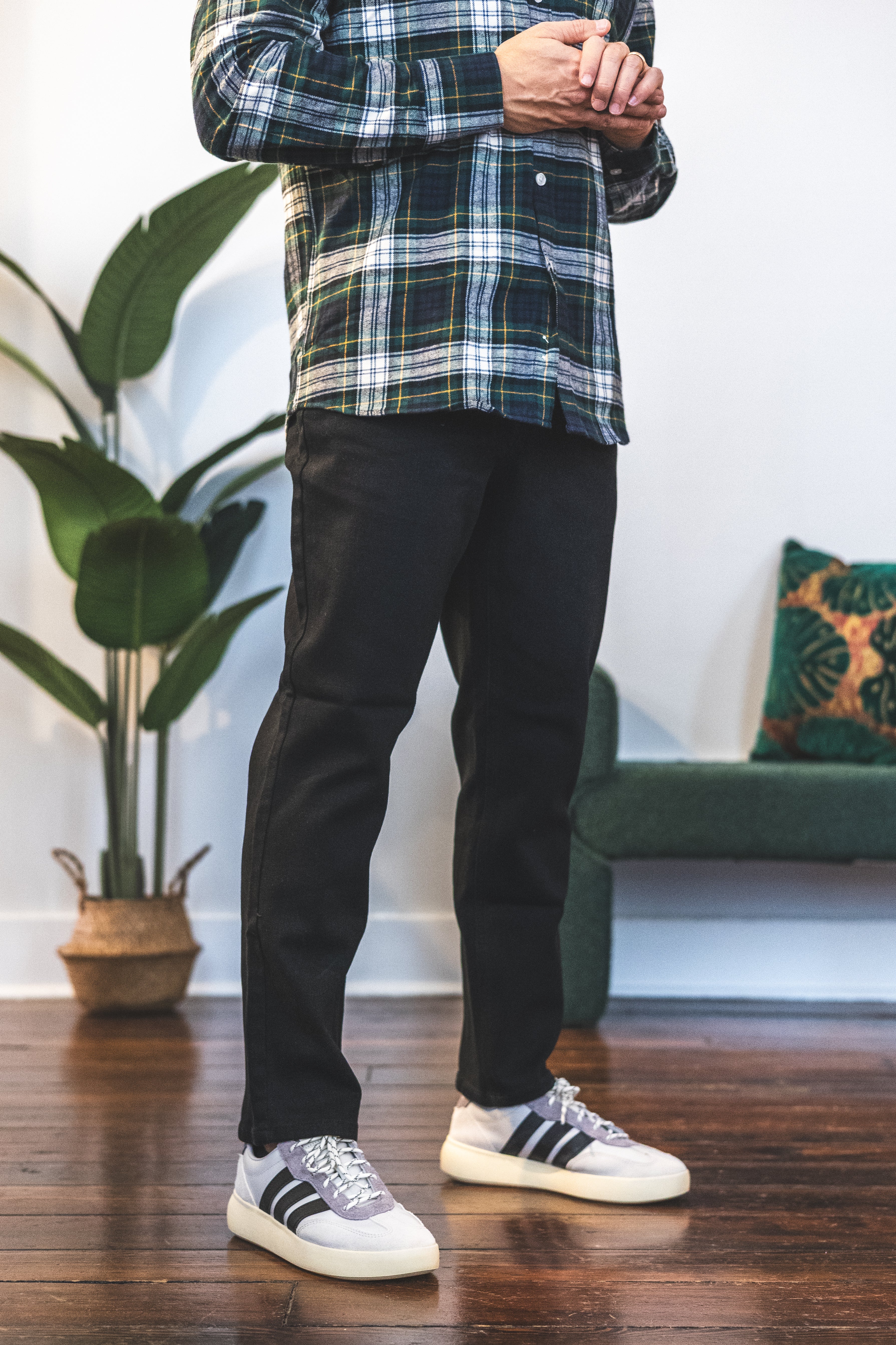 Straight Fit Stretch Jeans Black