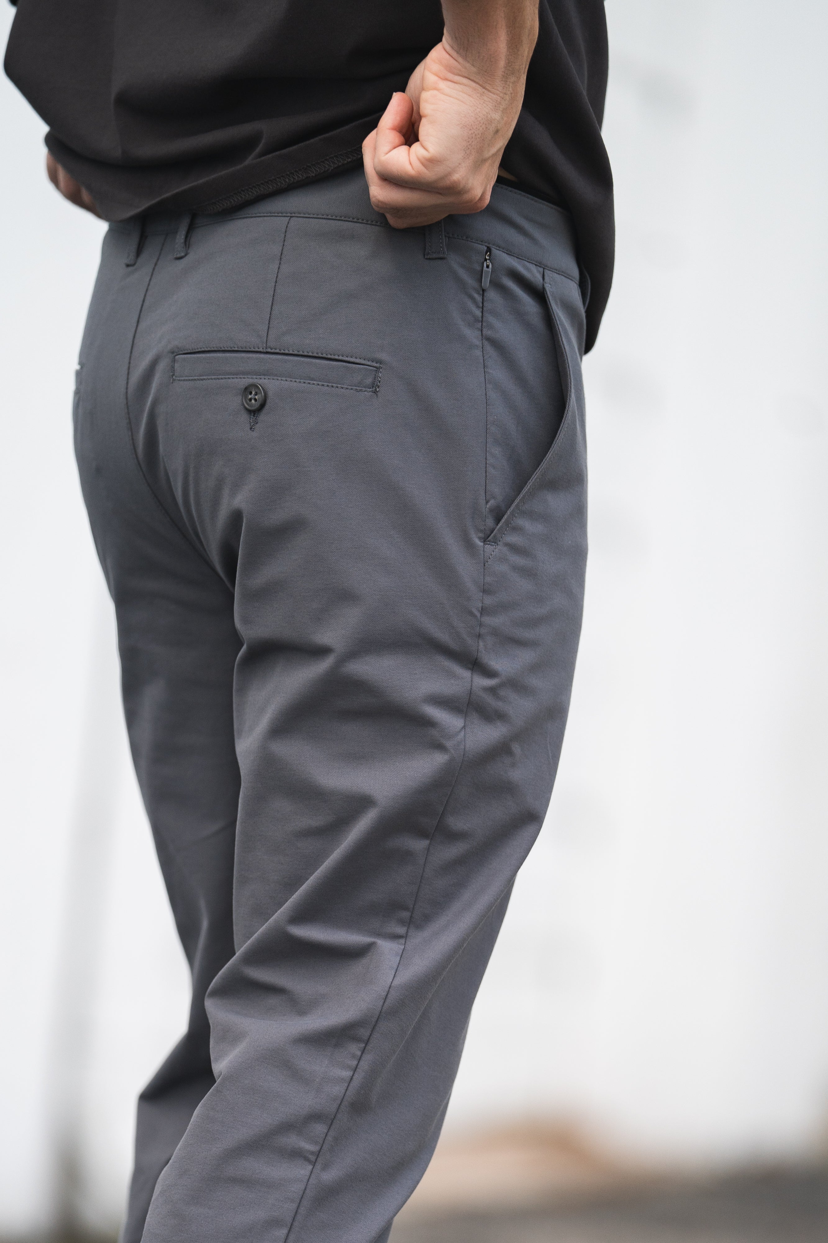 Coda Tech Chino Charcoal – Performance Chinos for Short Men