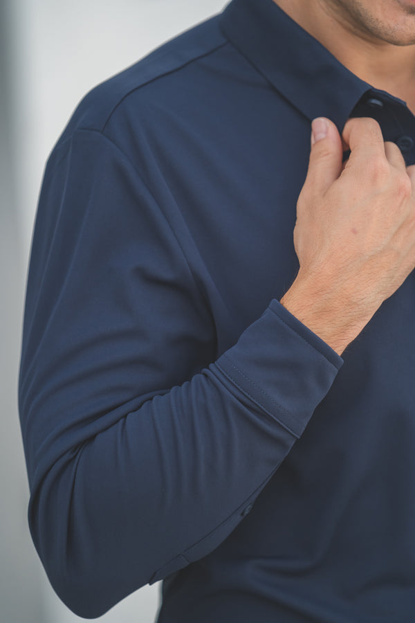 Long Sleeve Tech Polo Navy