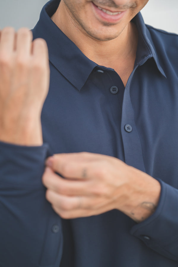 Long Sleeve Tech Polo Navy