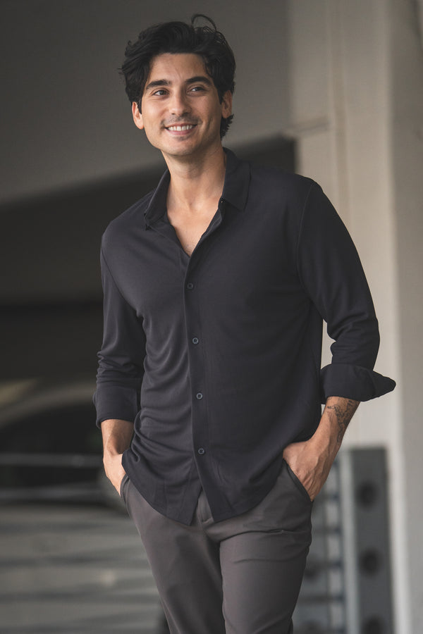 Tech Button Down Shirt Black