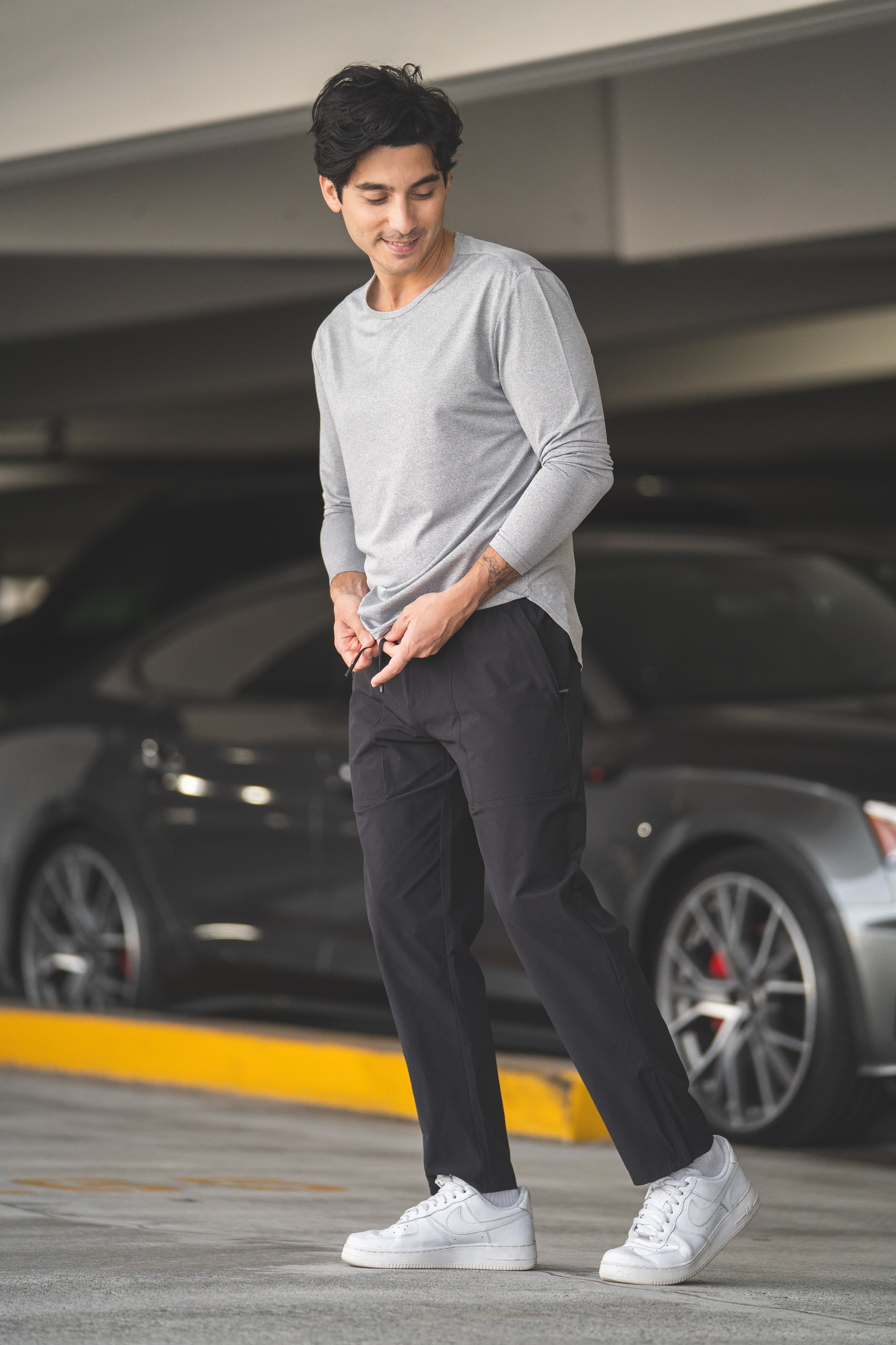 Long Sleeve Running T-Shirt Light Gray