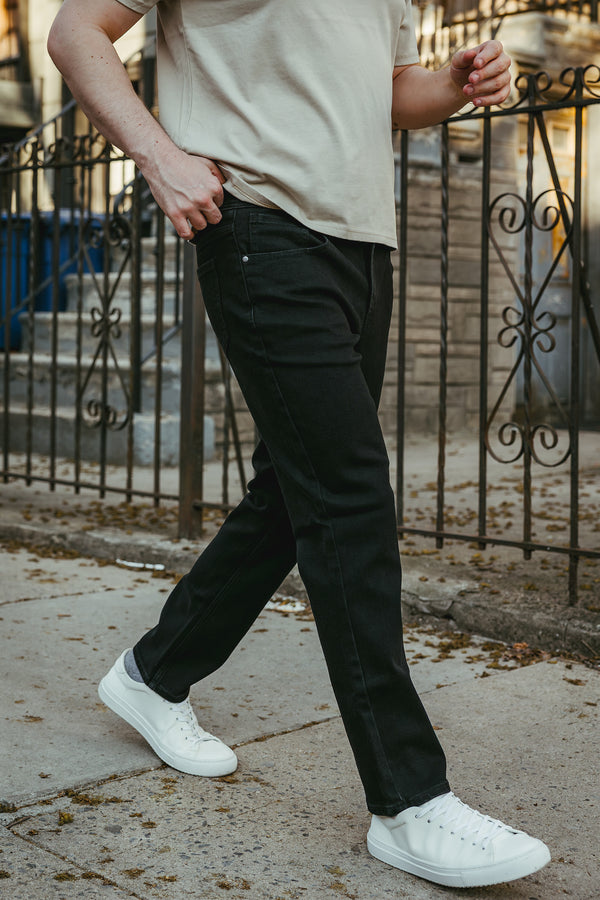 Straight Fit Stretch Jeans Black