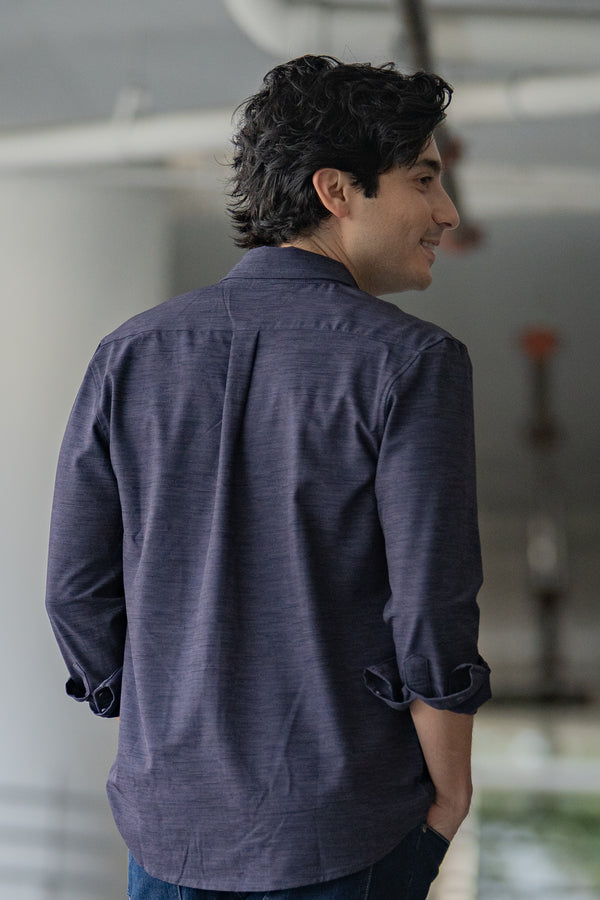 Warp Stretch Button Down Shirt Navy Camo