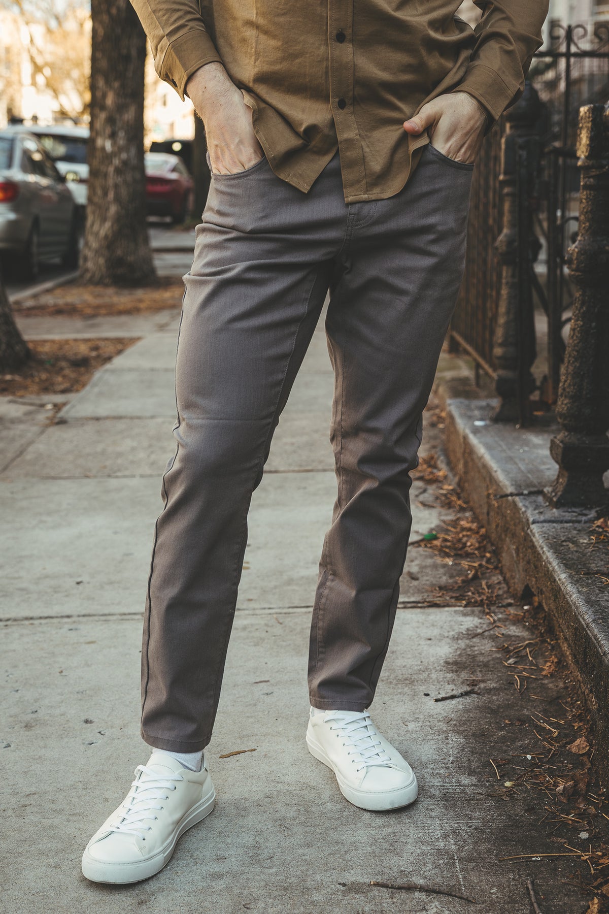 Garment Dyed Stretch Jeans Gray