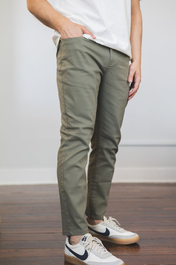 Garment Dyed Stretch Jeans Kelp