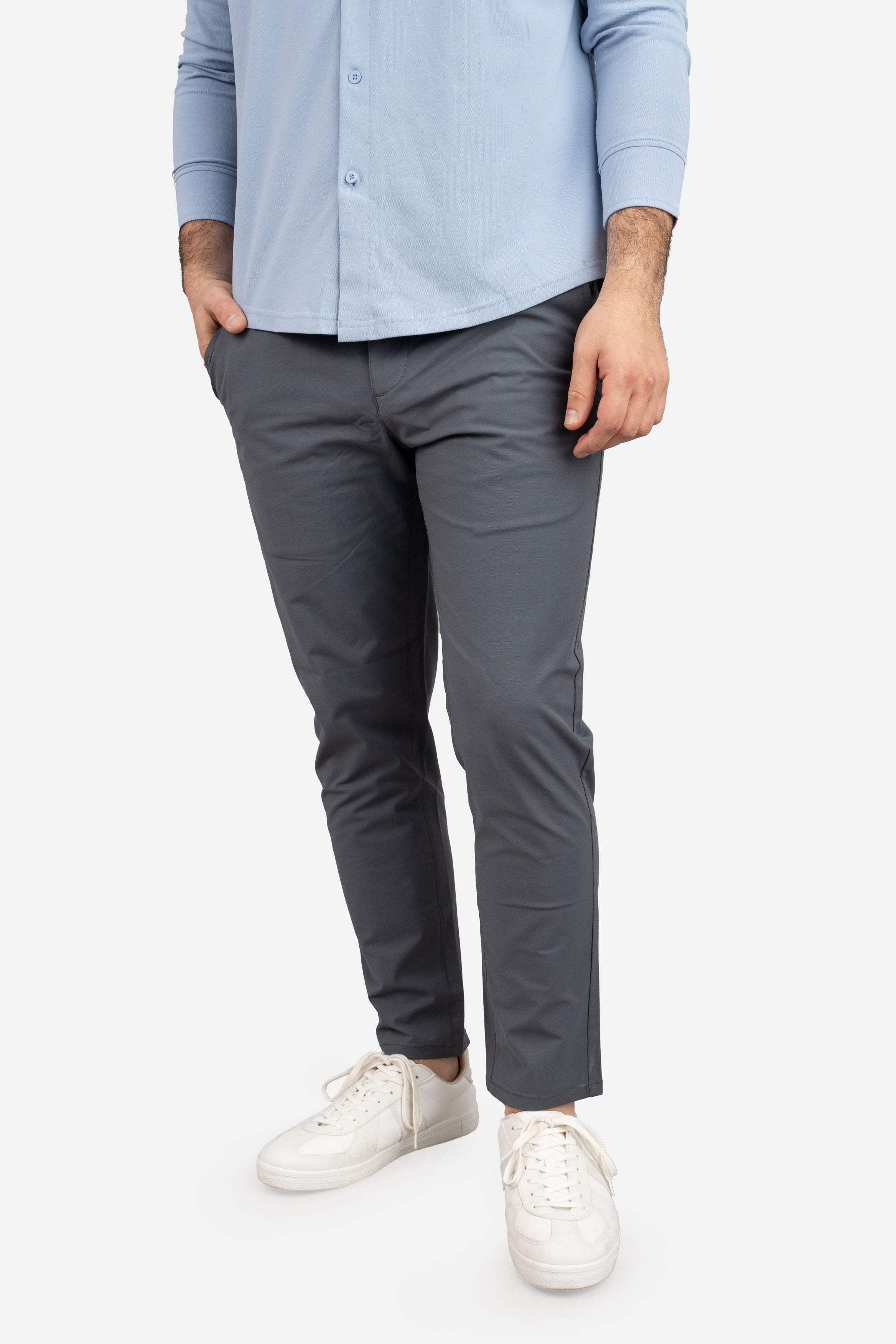 Coda Tech Chino Charcoal – Performance Chinos for Short Men