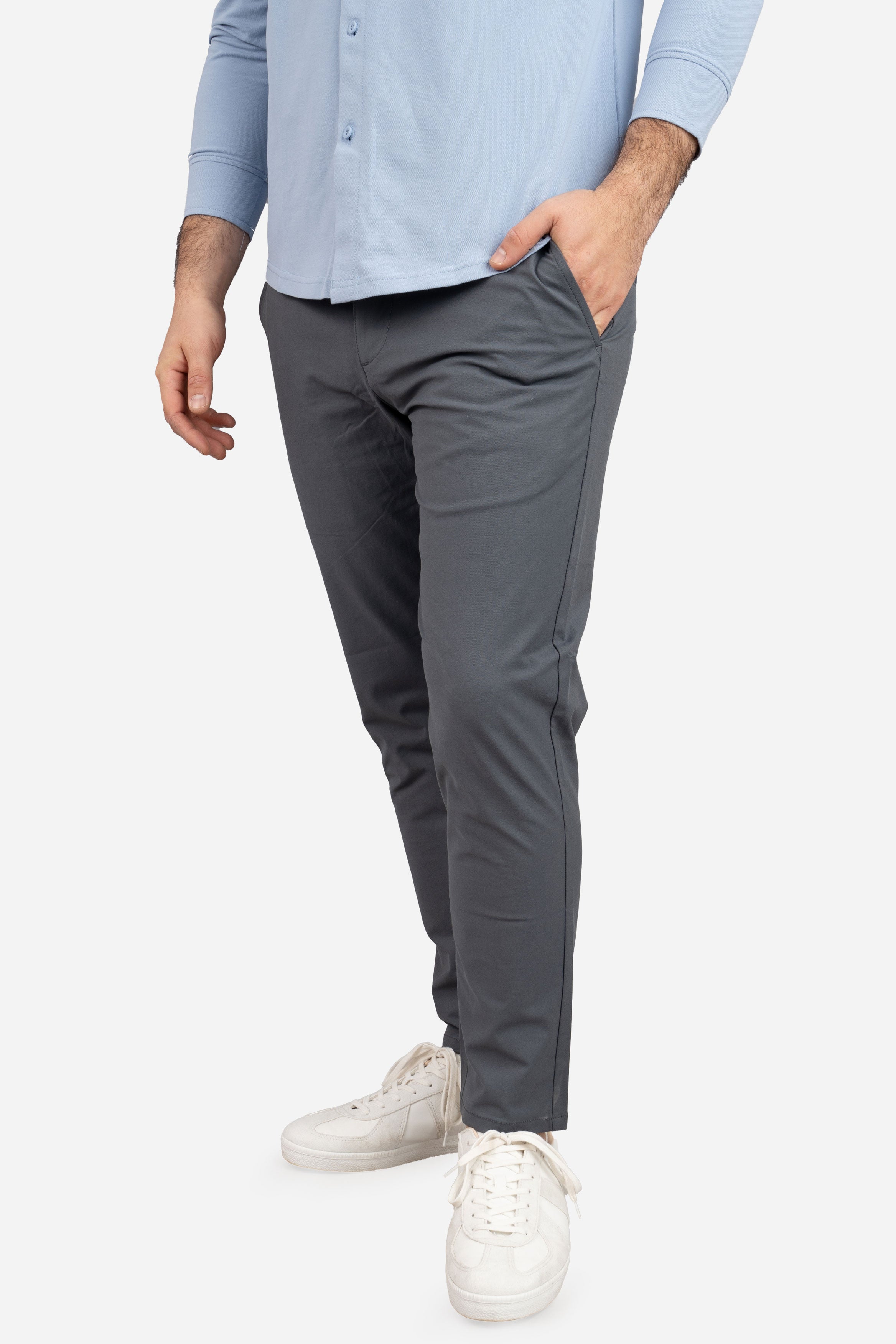 Coda Tech Chino Charcoal – Performance Chinos for Short Men