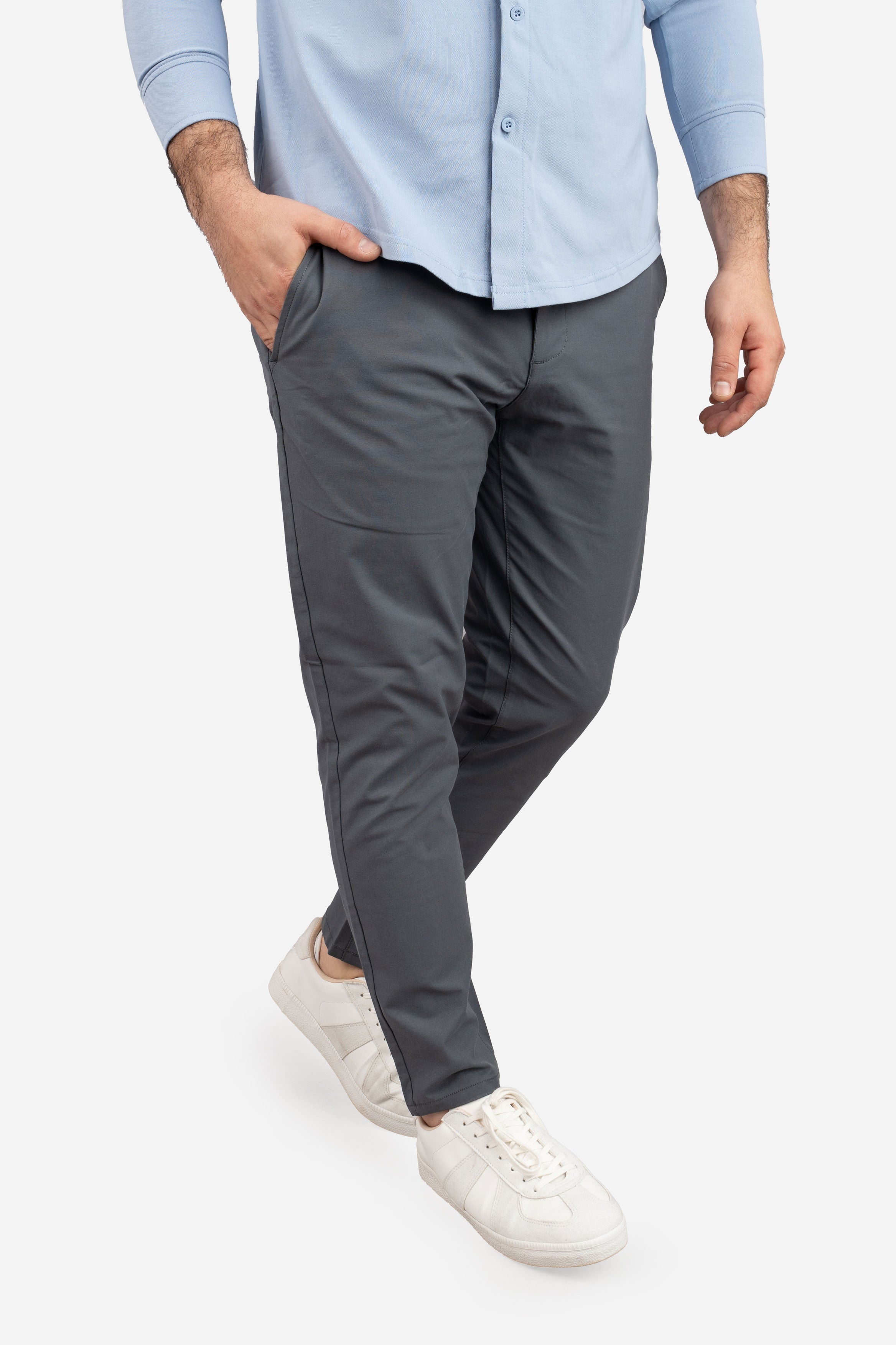 Coda Tech Chino Charcoal – Performance Chinos for Short Men