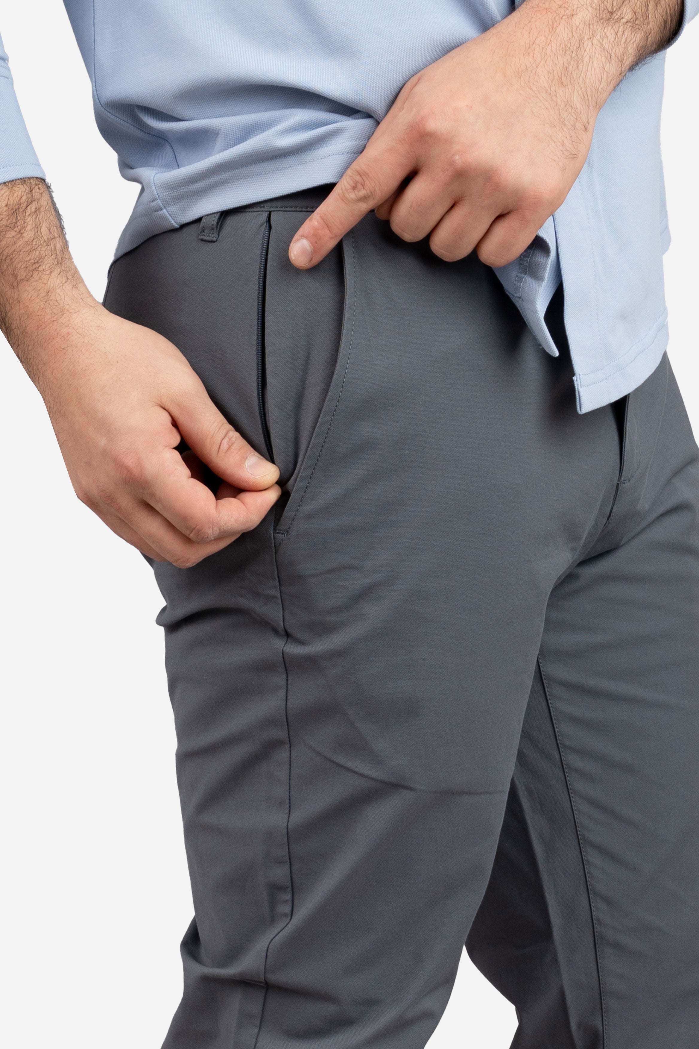 Coda Tech Chino Charcoal – Performance Chinos for Short Men