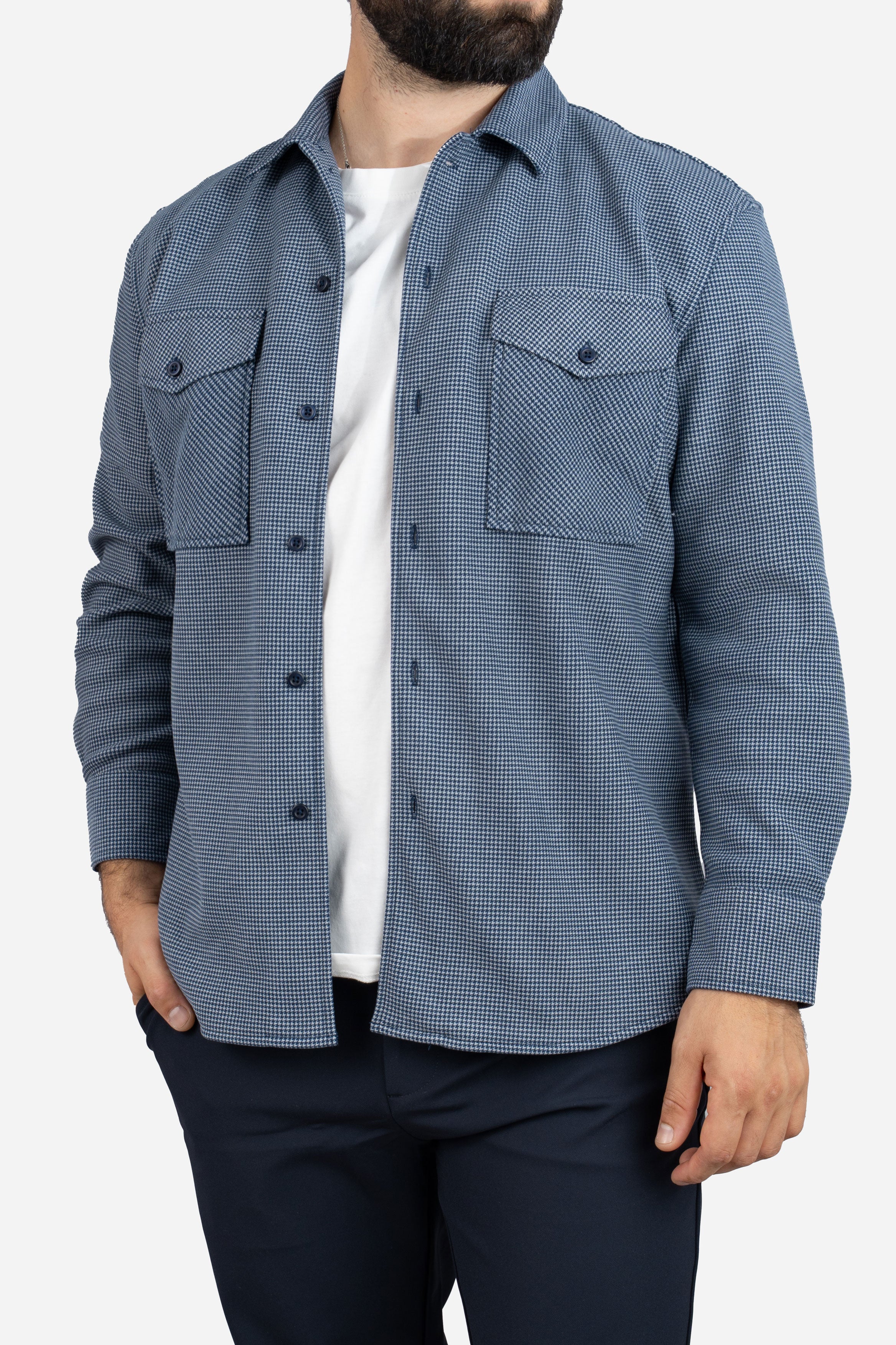 Cozy Overshirt Blue Houndstooth