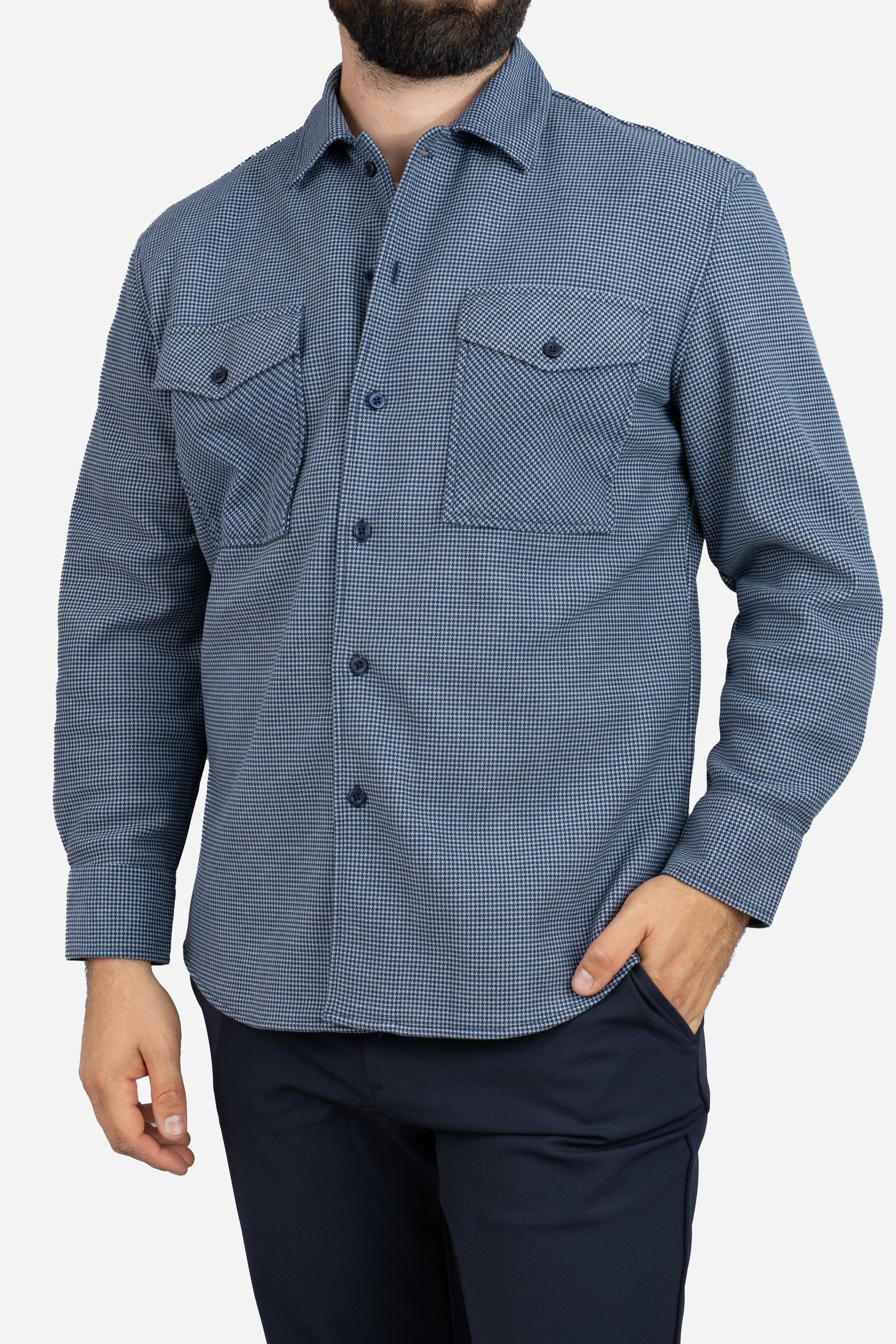 Cozy Overshirt Blue Houndstooth