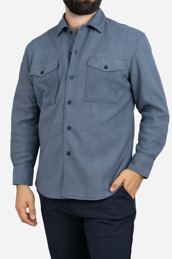 Cozy Overshirt Blue Houndstooth