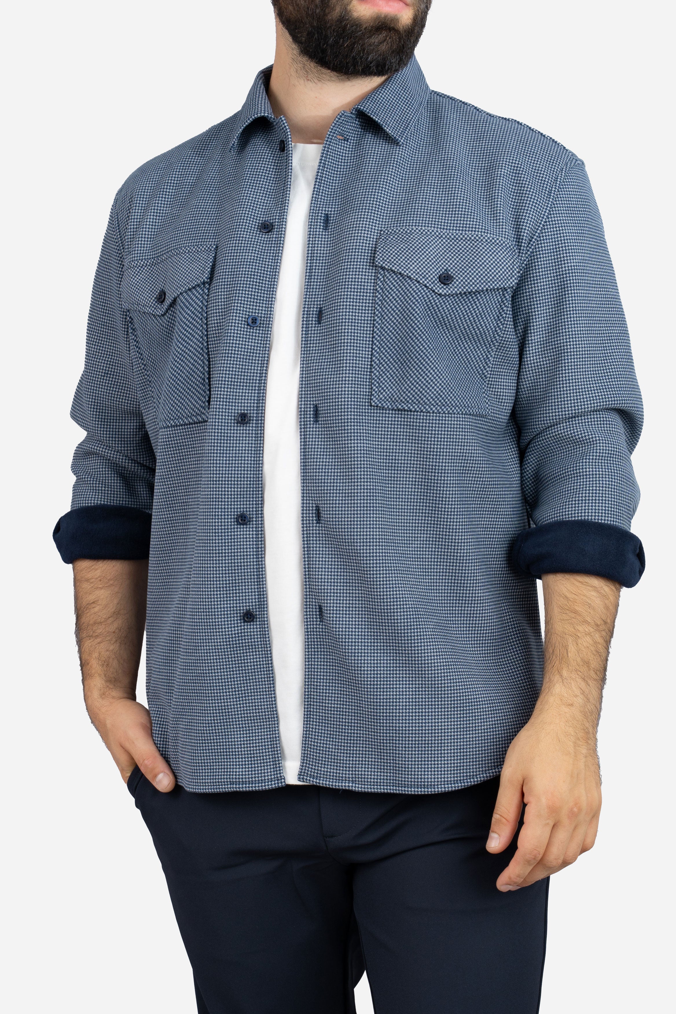 Cozy Overshirt Blue Houndstooth