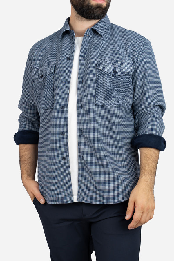 Cozy Overshirt Blue Houndstooth
