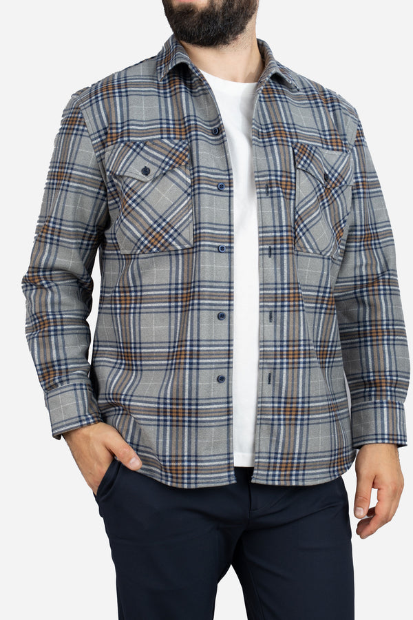 Cozy Overshirt Gray Plaid
