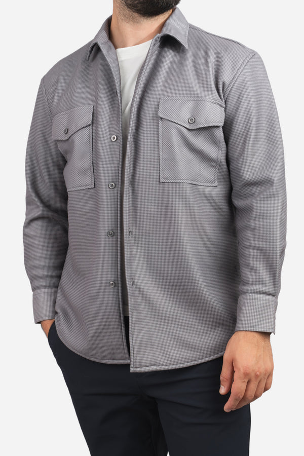 Cozy Overshirt Gray Houndstooth