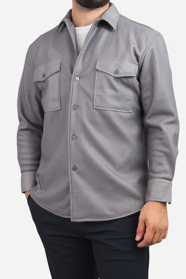 Cozy Overshirt Gray Houndstooth