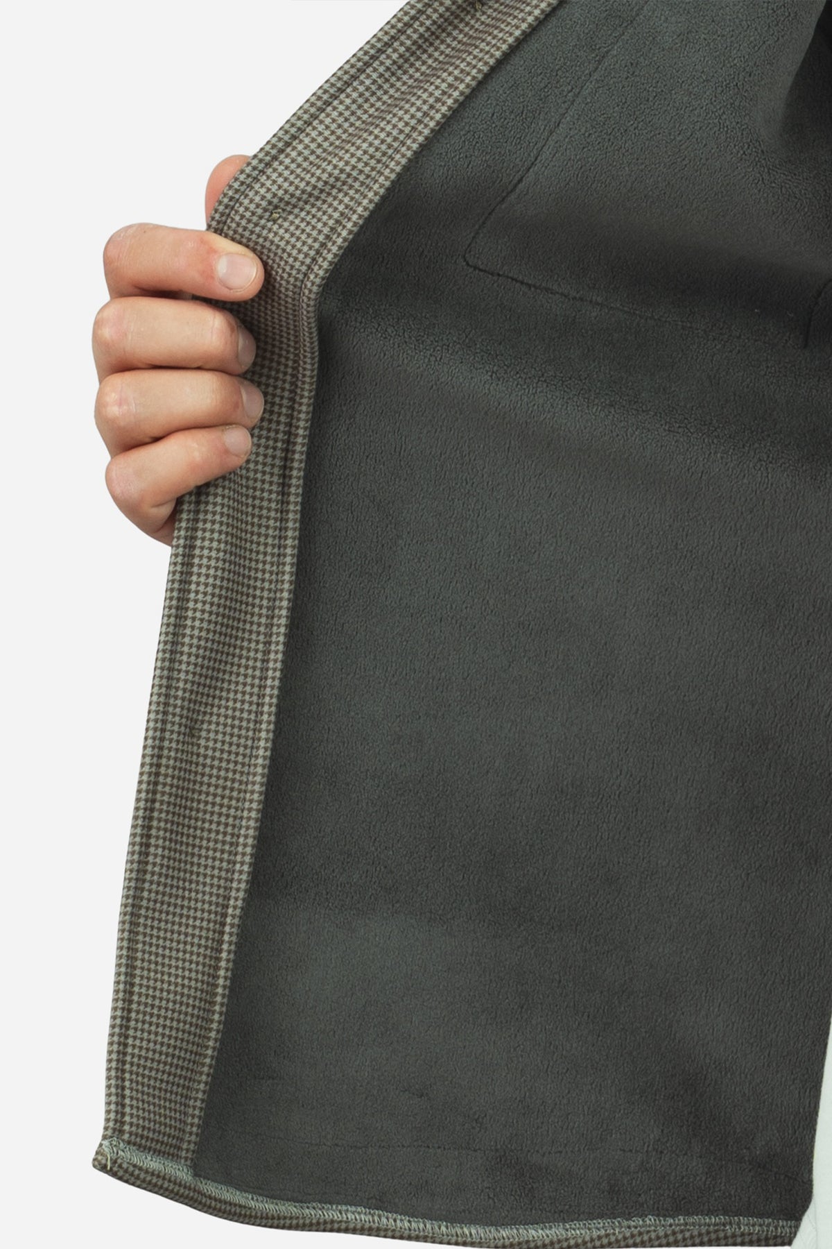 Cozy Overshirt Olive Houndstooth