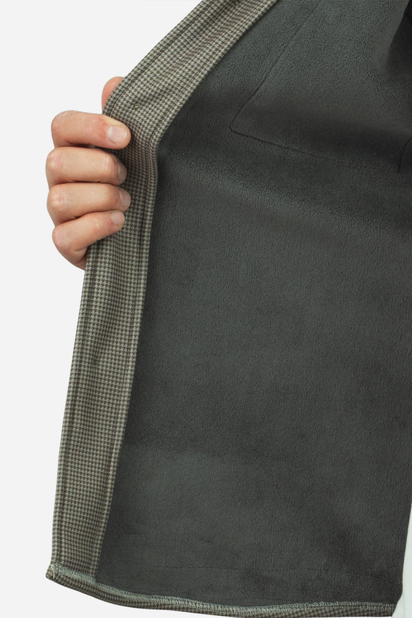 Cozy Overshirt Olive Houndstooth