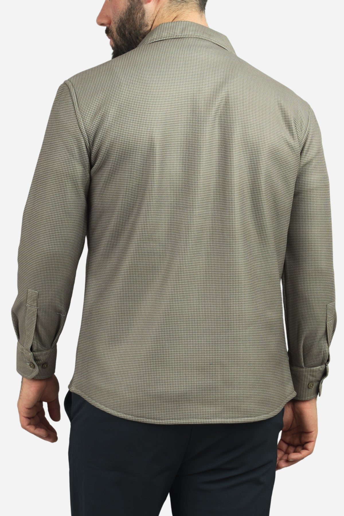 Cozy Overshirt Olive Houndstooth