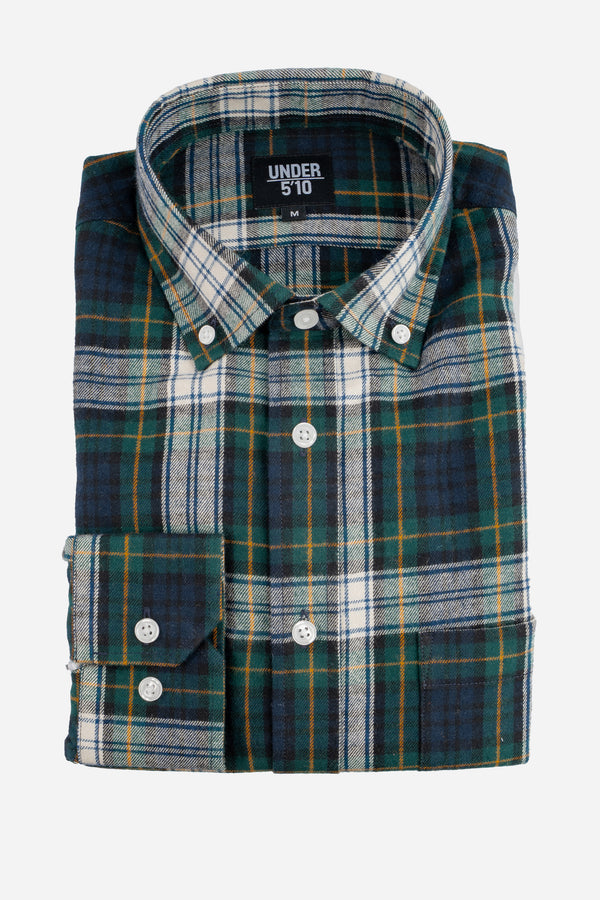 Flannel Button Down Shirt Green Tartan