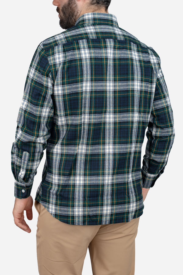 Flannel Button Down Shirt Green Tartan