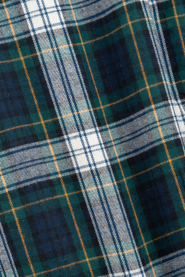 Flannel Button Down Shirt Green Tartan
