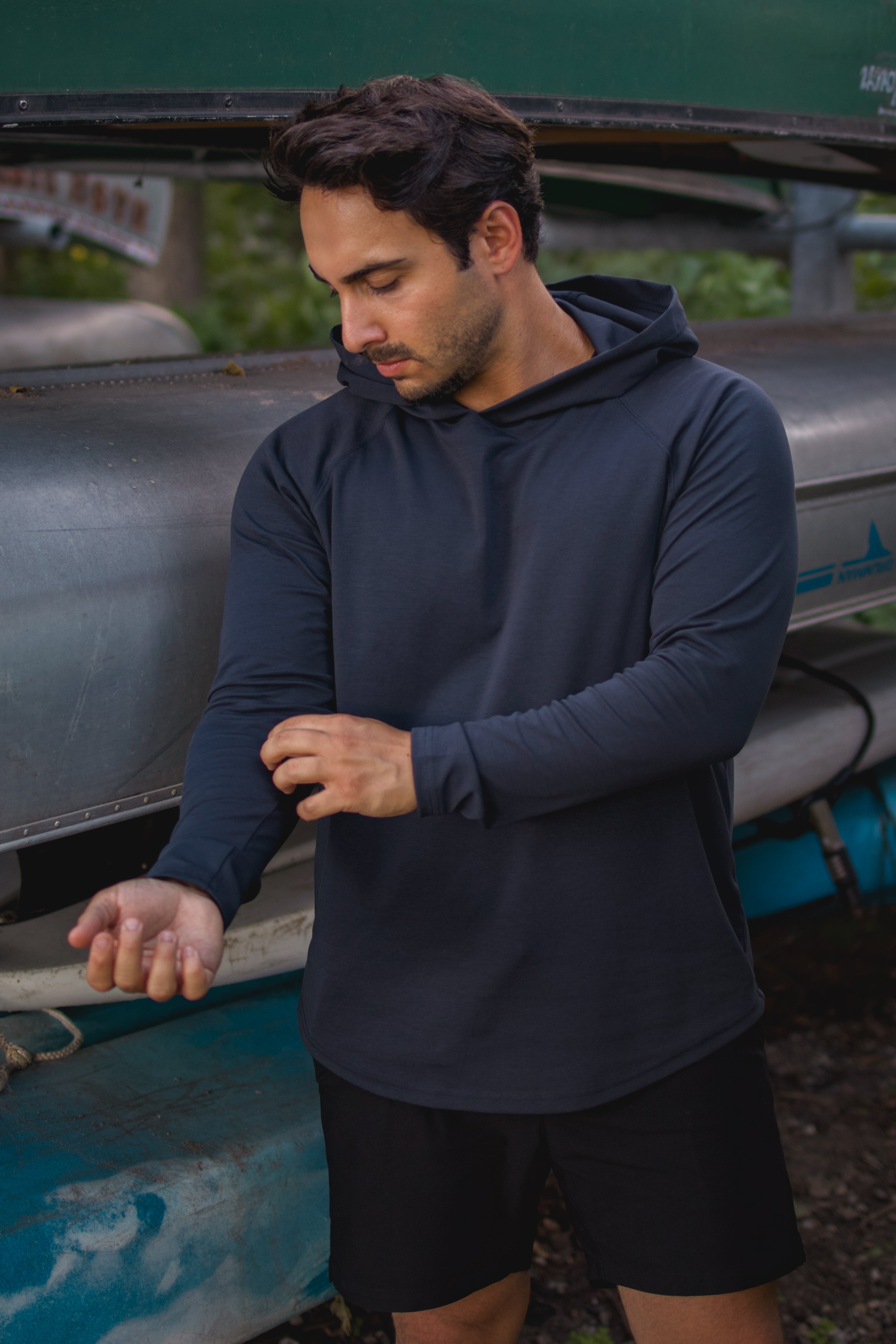 Aero Knit Hooded T Navy