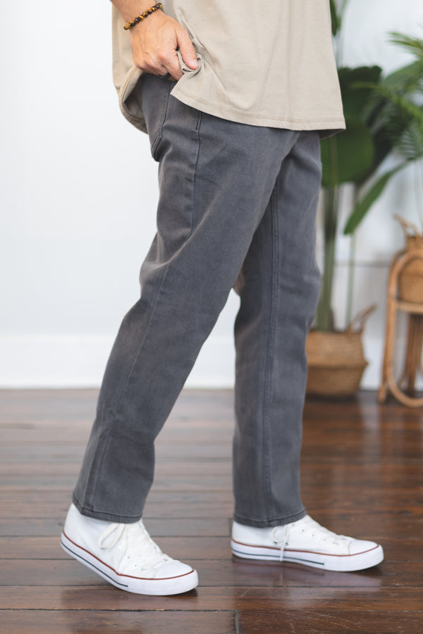 Straight Fit Stretch Jeans Gray