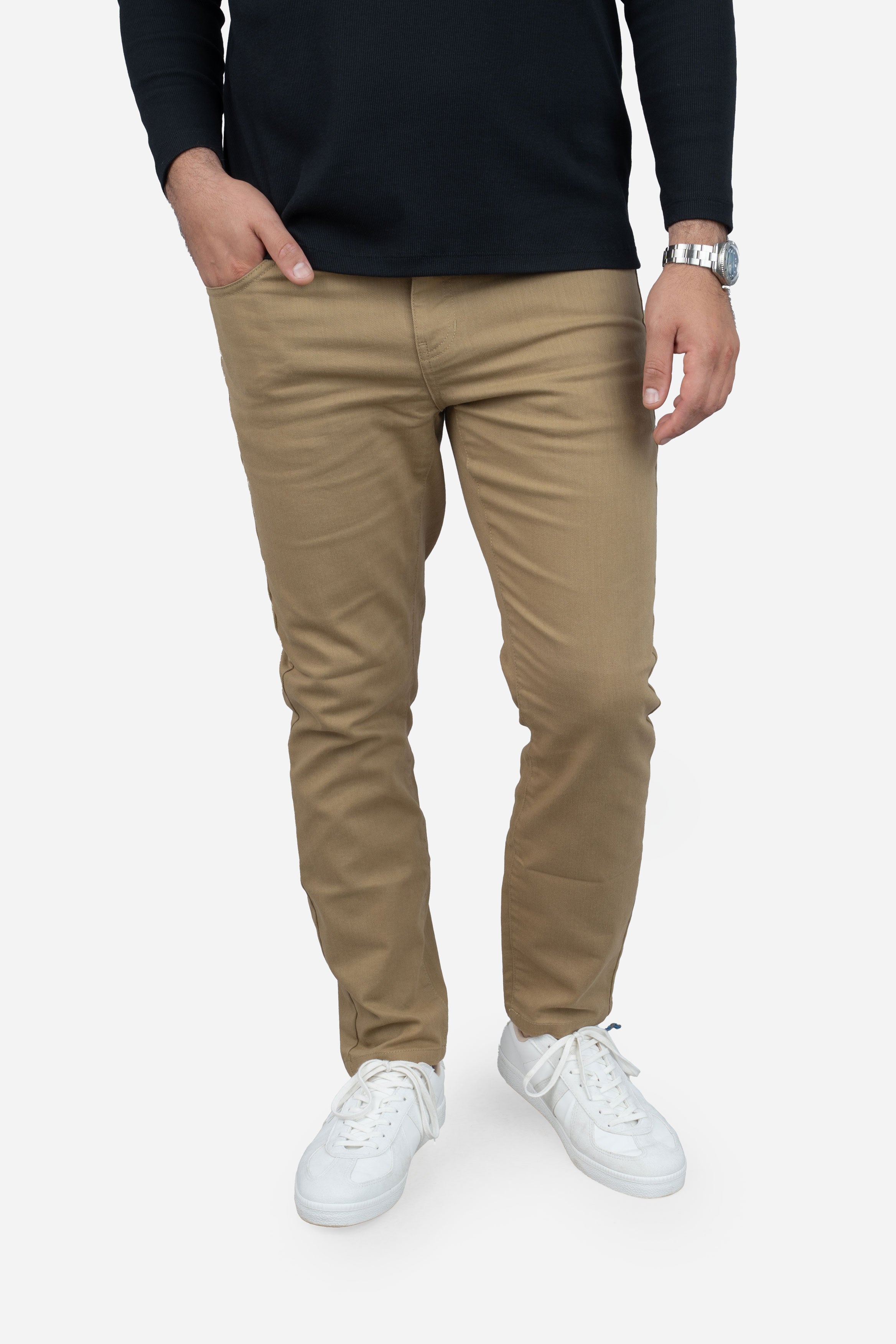 Garment Dyed Stretch Jeans Biscuit