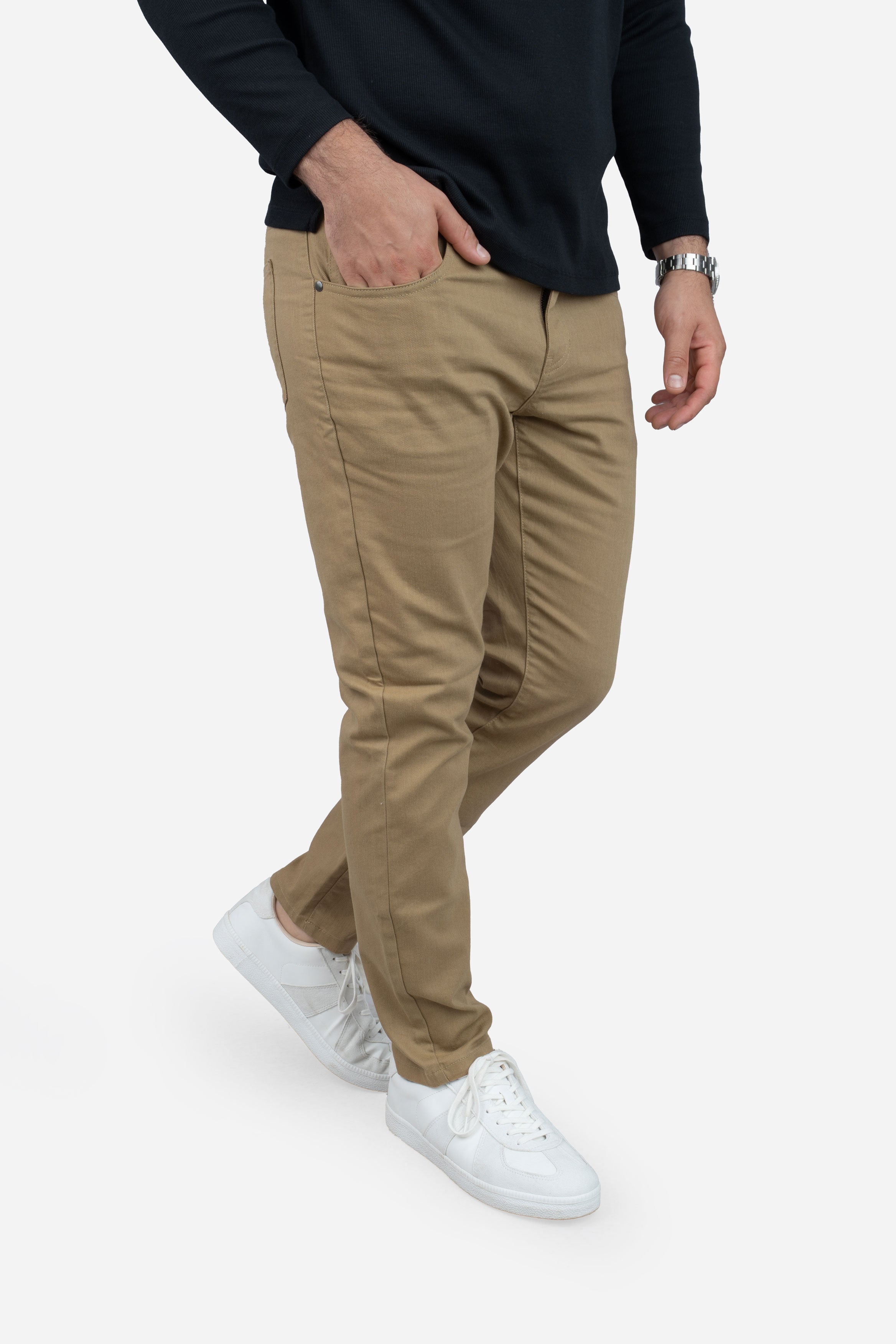 Garment Dyed Stretch Jeans Biscuit