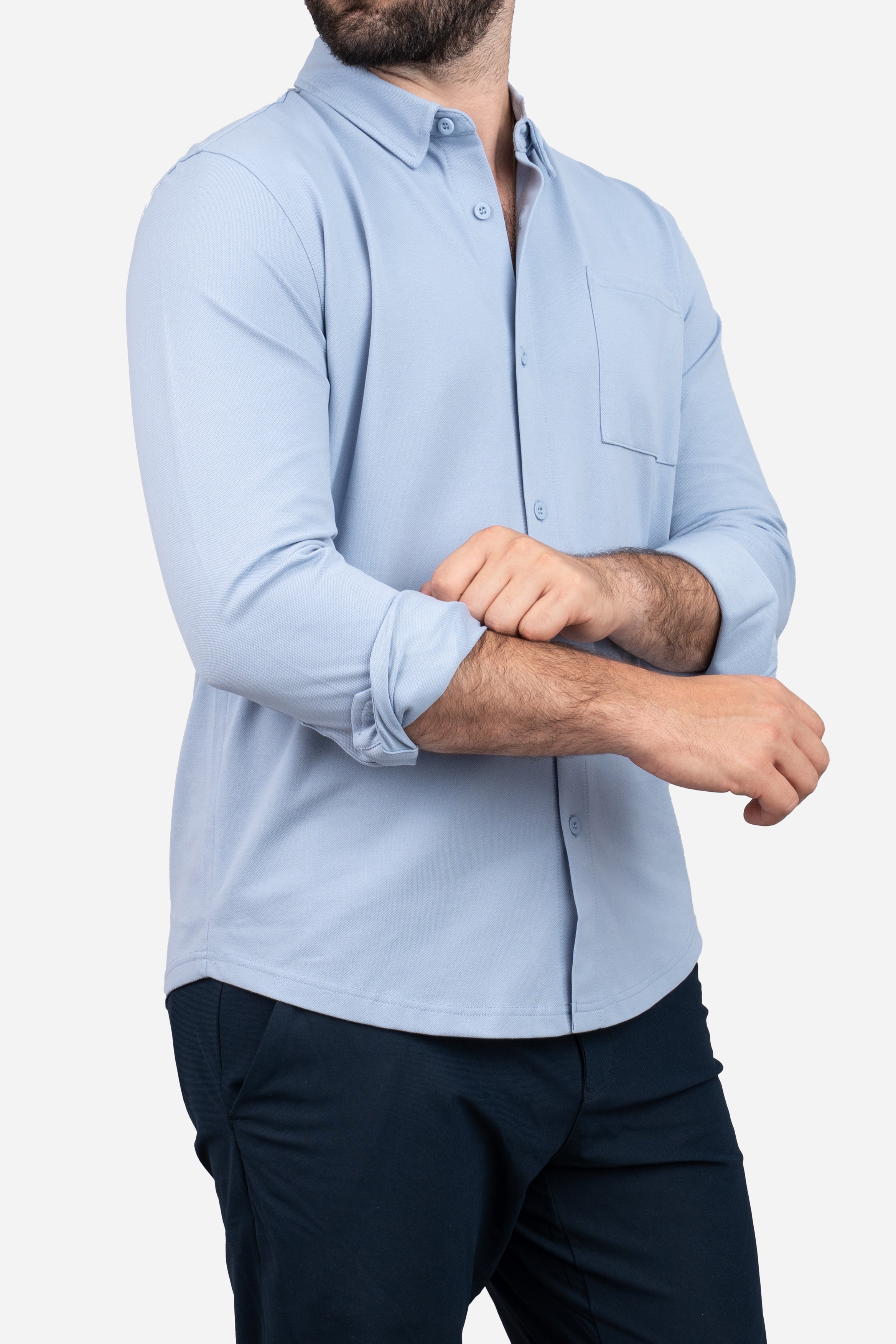 Performance Pique Button Down Shirt | Light Blue | Under 510 Performance Pique Button Down Shirt | Light Blue | Under 510