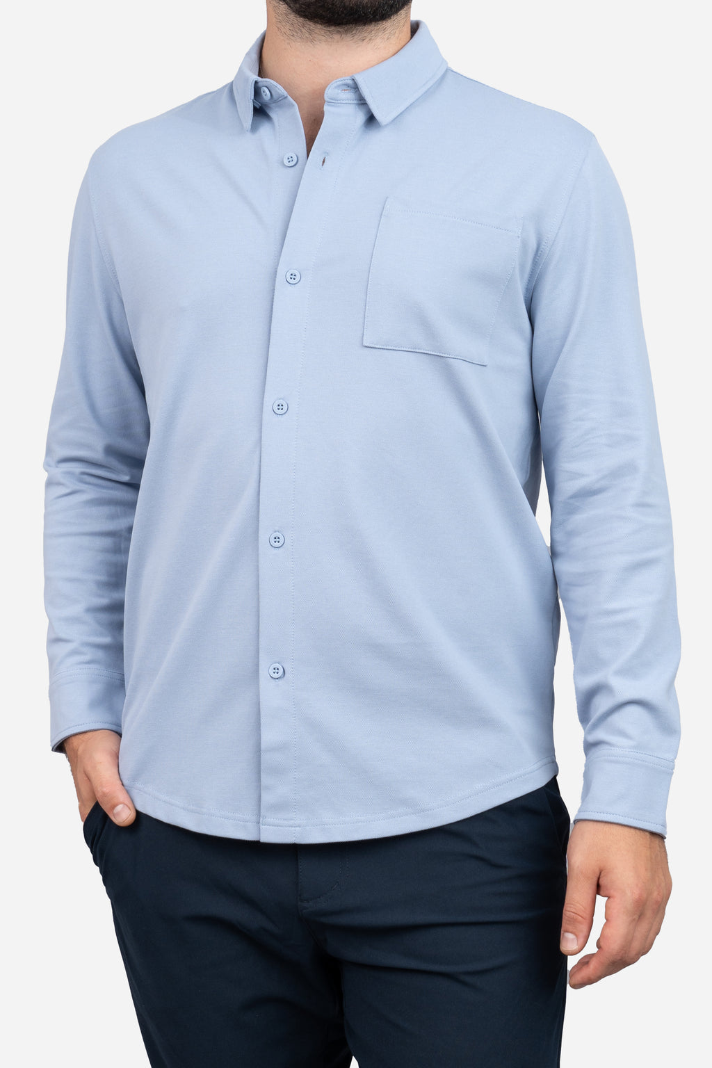 Pique Button Down Grey