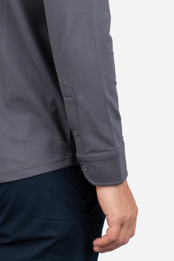 Performance Pique Button Down Shirt Charcoal
