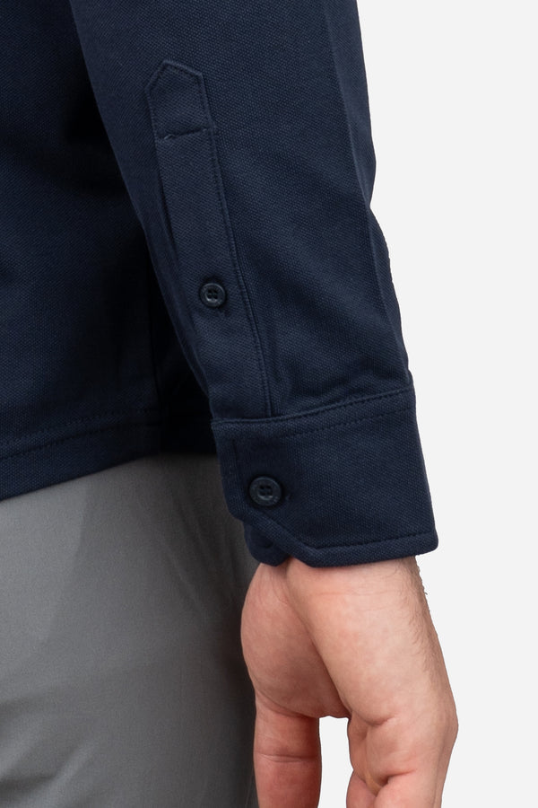 Performance Pique Button Down Shirt Navy