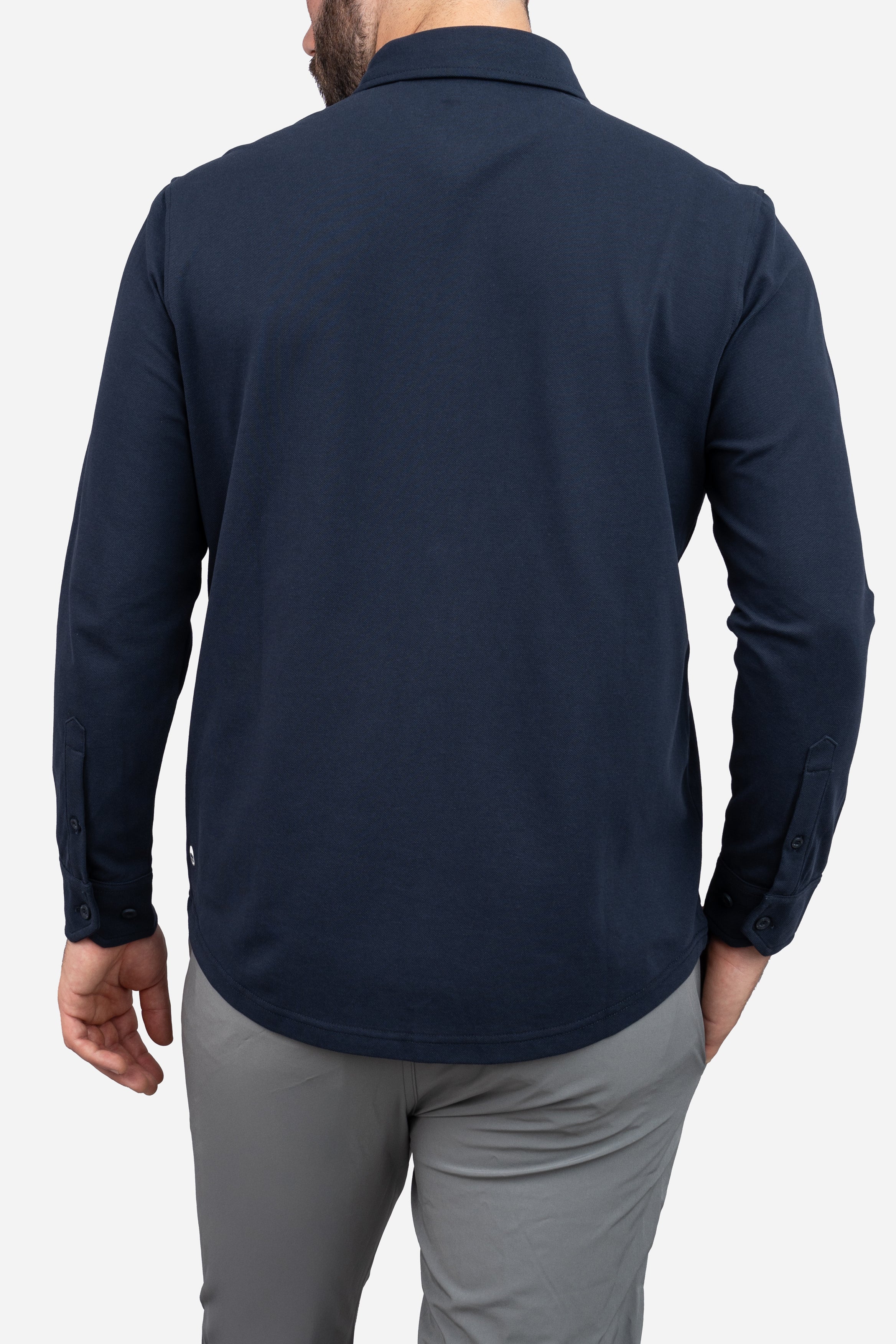 Performance Pique Button Down Shirt Navy