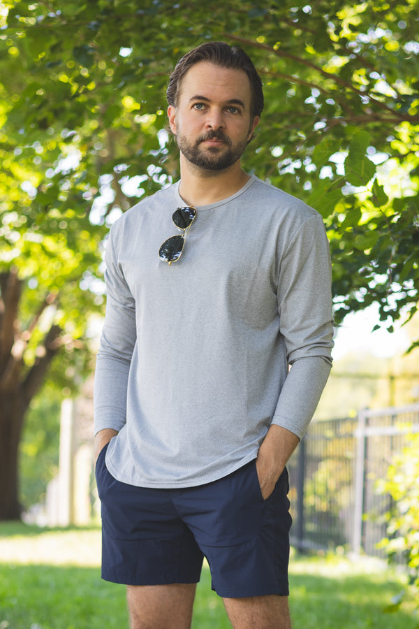 Long Sleeve Running T-Shirt Light Gray