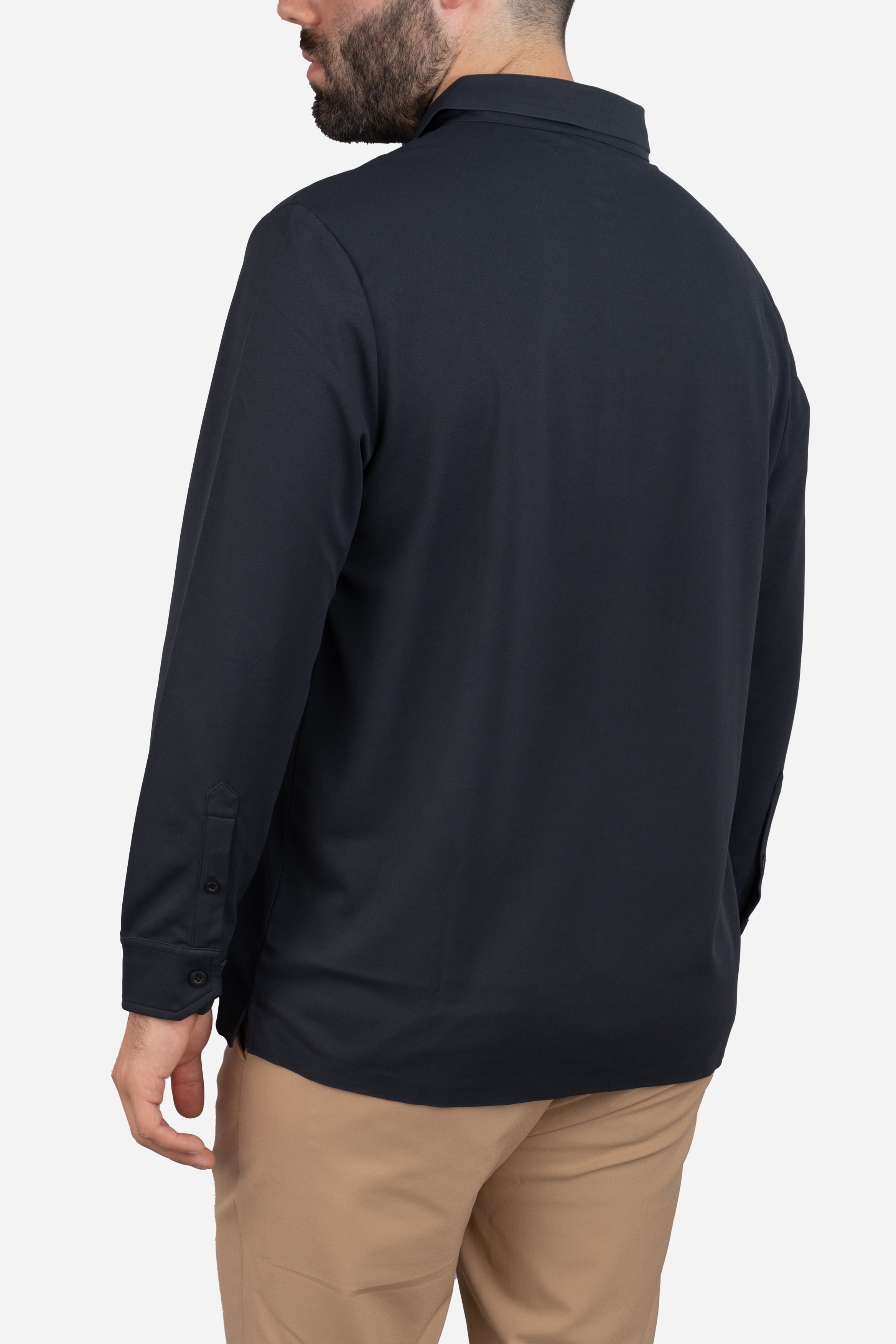 Long Sleeve Tech Polo Black